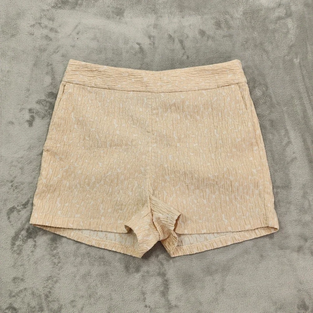 Express Shorts Womens 8 Beige Jacquard Chino Textured Dressy Casual Summer - Picture 1 of 10